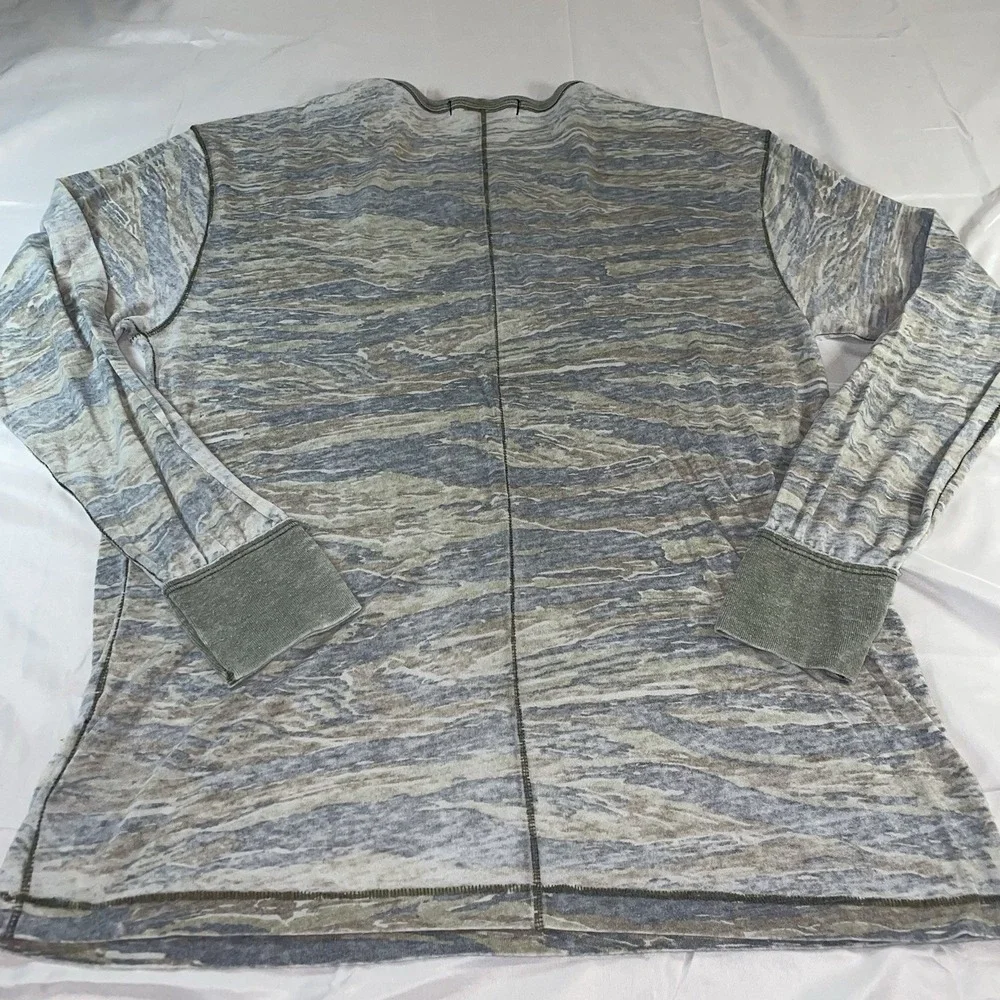 We The Free Free People Tiger Camo Long Sleeve Top Green Grey Medium Relaxed Fit